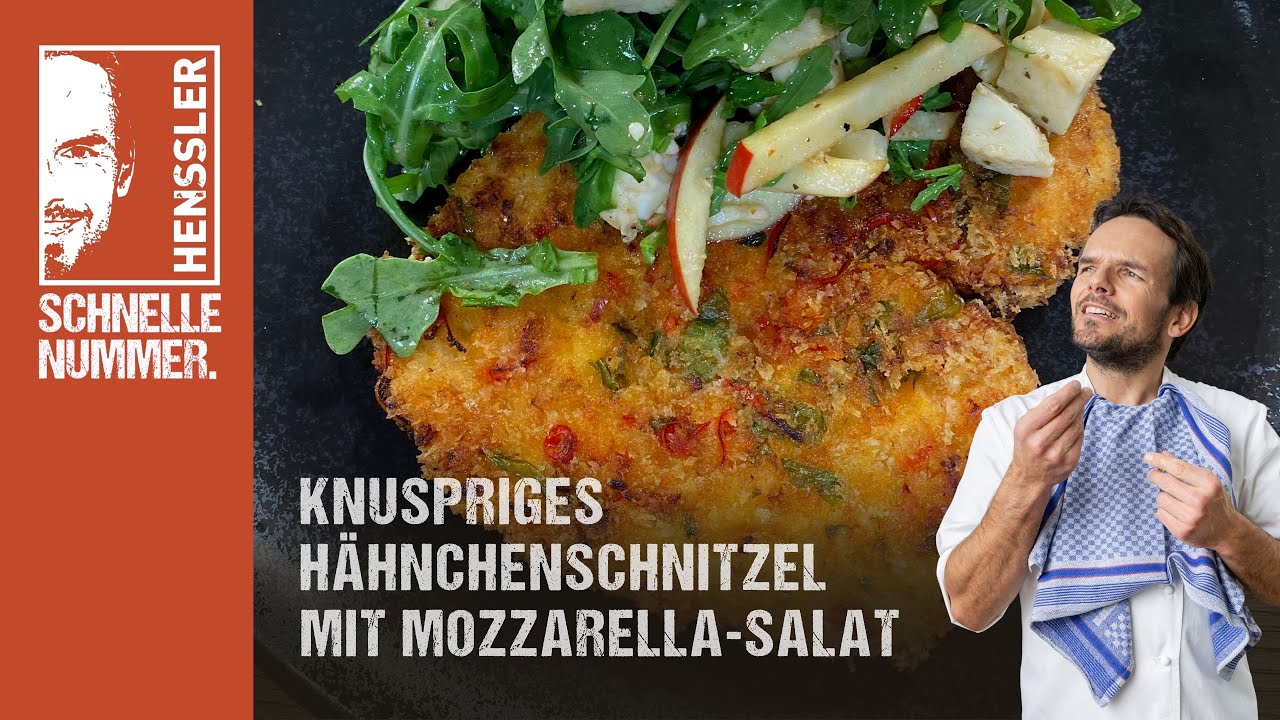 Schnelles Knuspriges Hähnchenschnitzel mit Mozzarella-Salat Rezept von Steffen Henssler