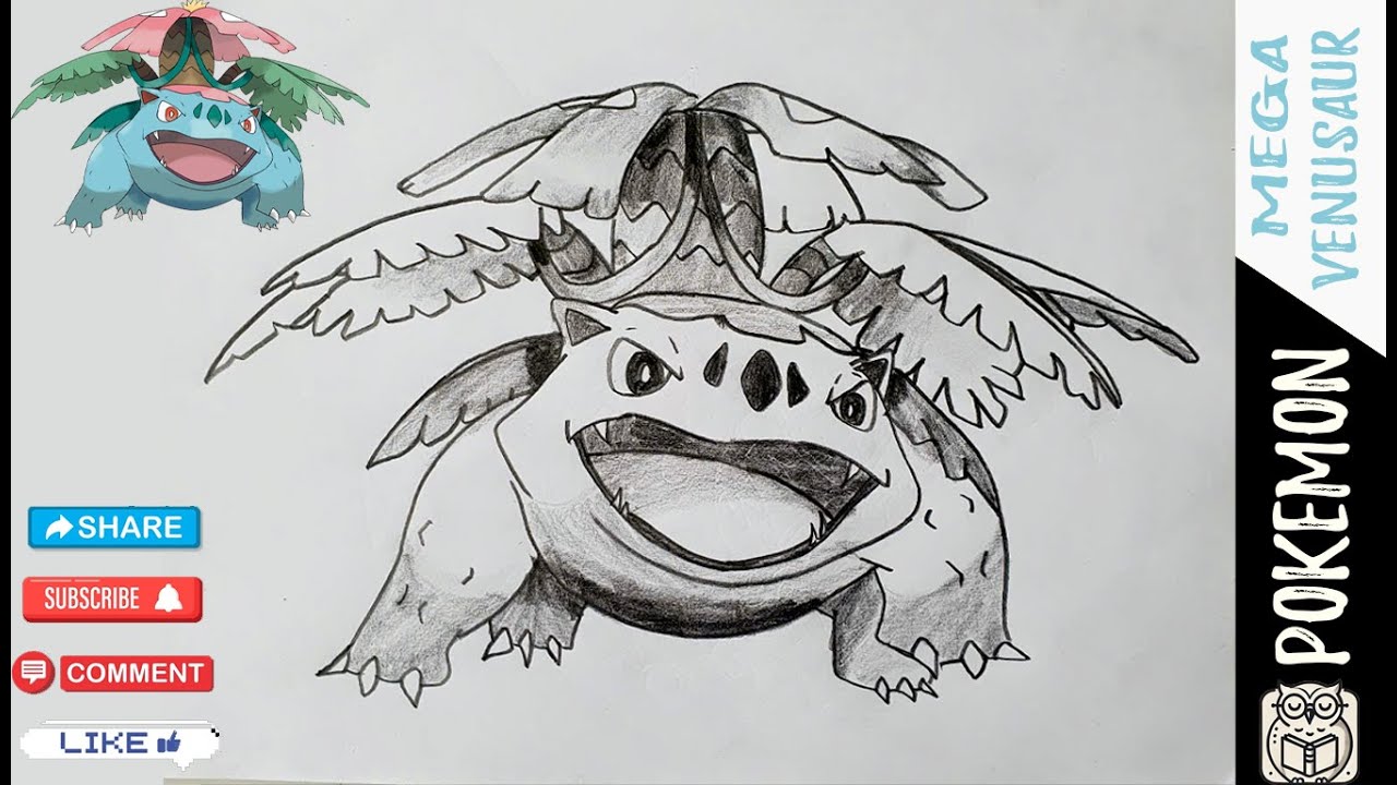 How to Draw Mega Venusaur Step by Step | Pokemon Art & Pencil drawing Tutorial