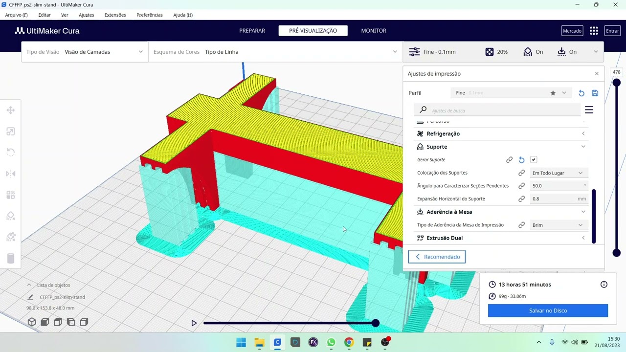 Como habilitar suporte no Ultimaker Cura - Impressão 3D