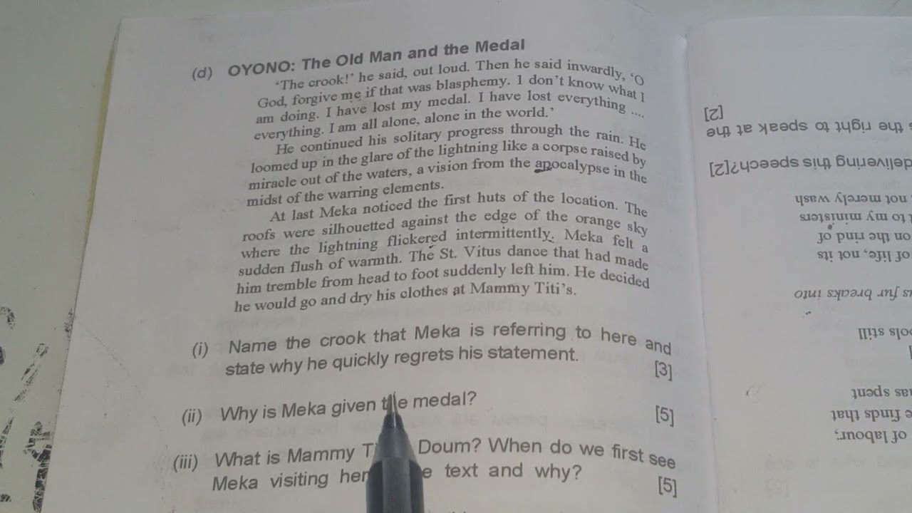 LITERATURE IN ENGLISH P1 [] EXAM QUESTIONS ECZ