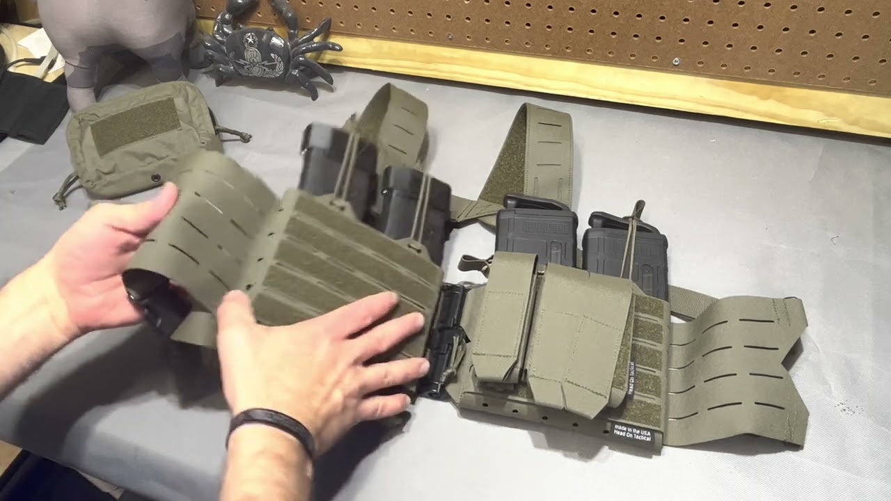 Head On Tactical: Split Front Chest Rig with Pistol and Utility/GP Pouch