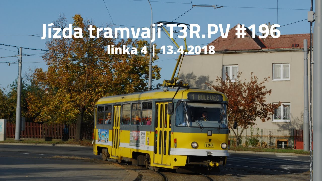 [Plzeň] {Vozy #1} Jízda tramvají Pragoimex T3R.PV #196 na lince 4