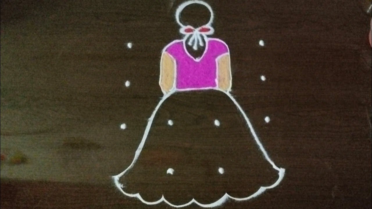 girl with peacock rangoli for Pongal/pongal pot kolam with dot/sankaranti mugglu@NSchannelrangoli
