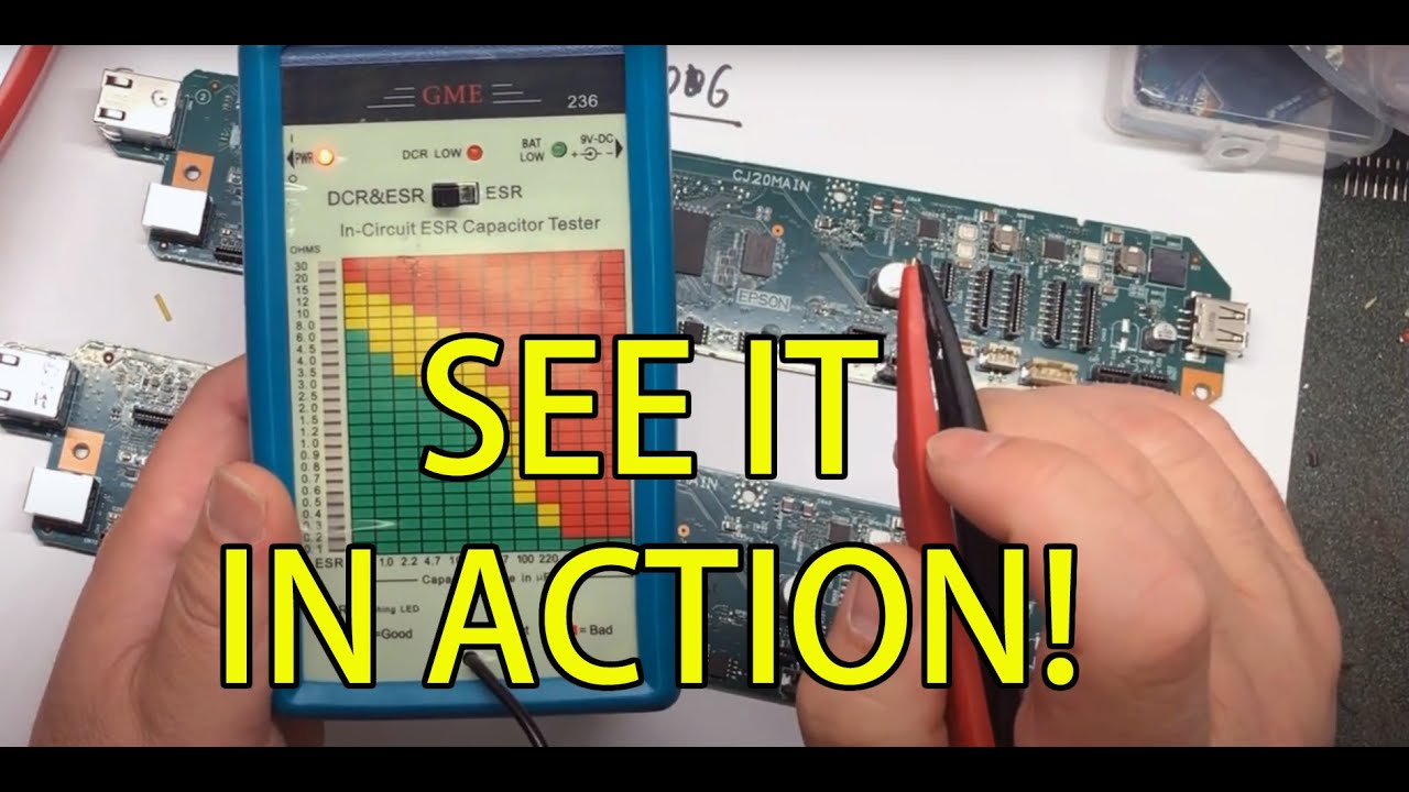 Diagnosing ET-8550 Mainboard 031006 Error with In-Circuit ESR Capacitor Tester & Multimeter