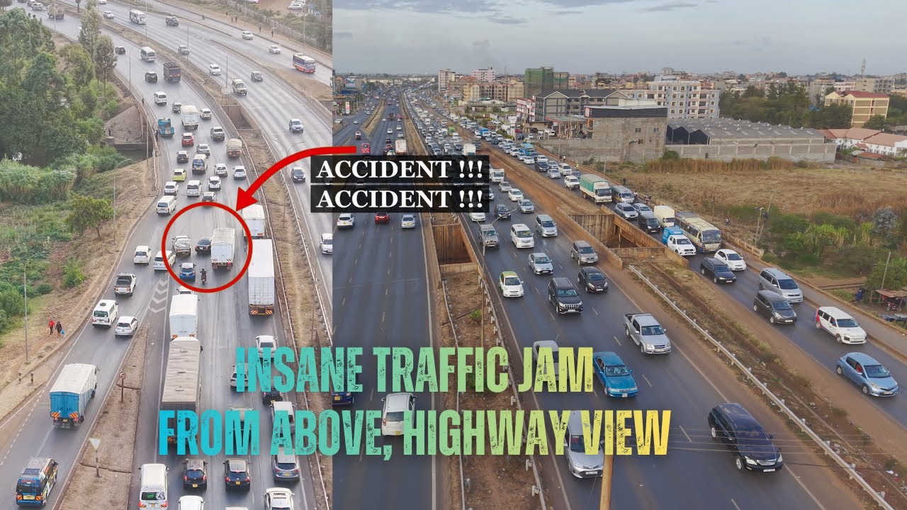 Highway Worst Traffic, Accident ahead. Real road life