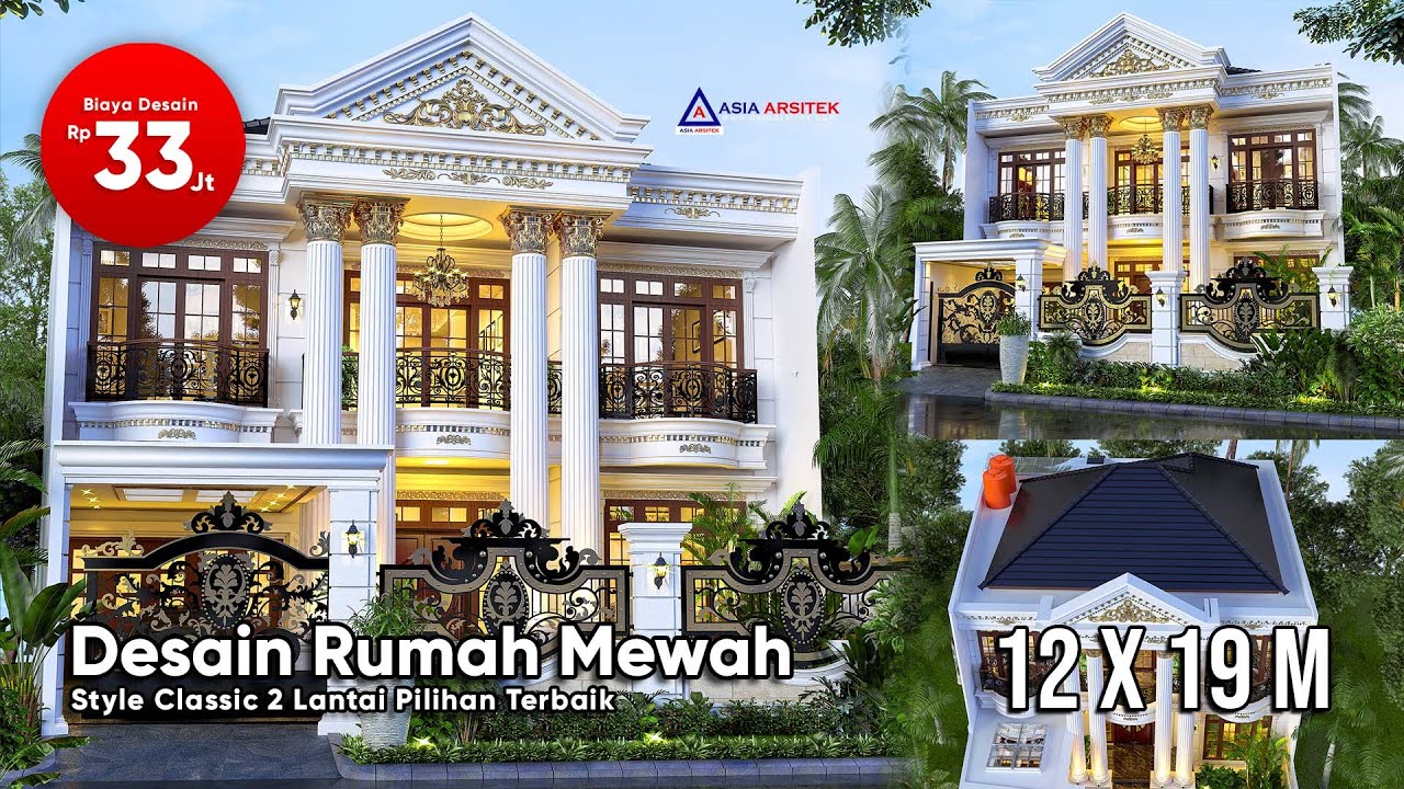 DESAIN RUMAH CLASSIC MEWAH 2 LANTAI 12 X 19 M DI KEBAYORAN LAMA JAKARTA SELATAN