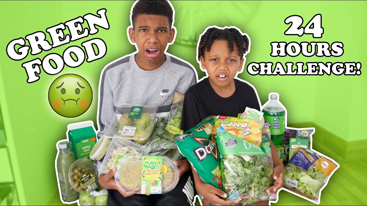 We Only ate Green Food for 24 HOURS | Food Challenge !! The Williamson's