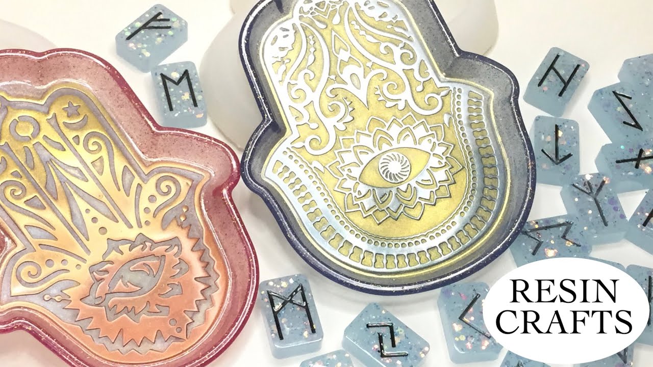 Hamsa hand dish - Rune stones - Resin crafts- DIY