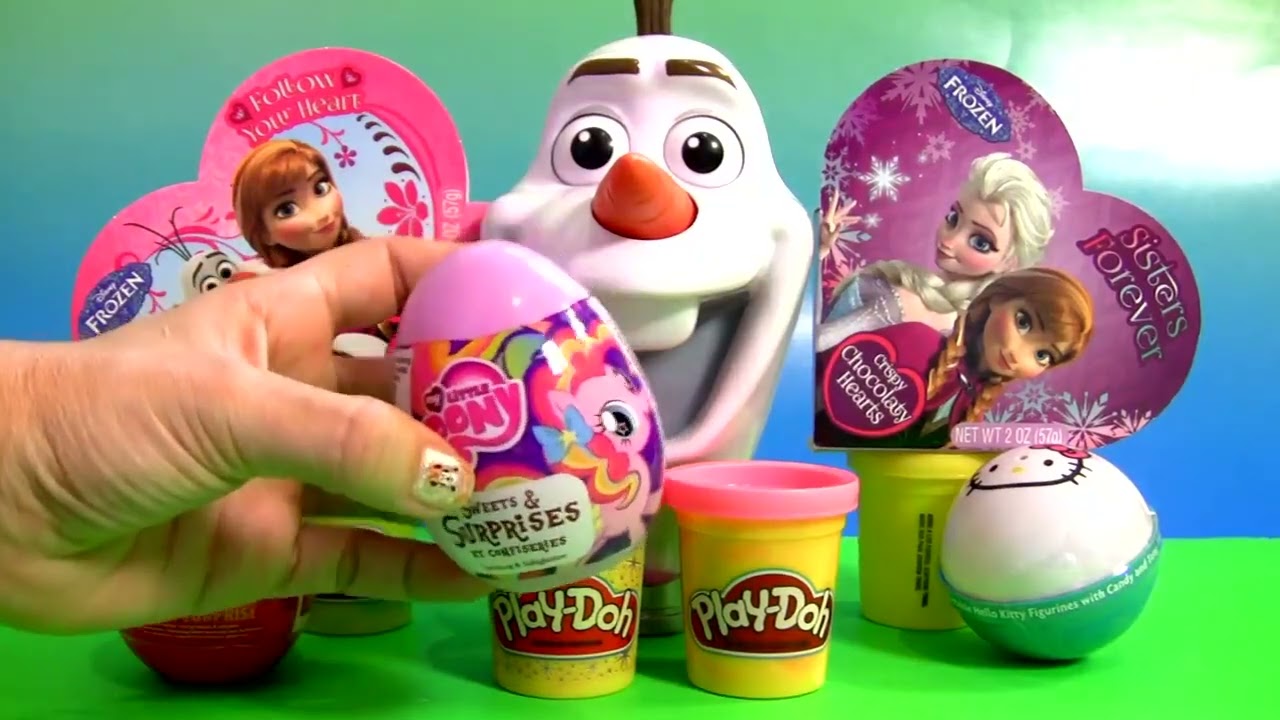 Play Doh Valentines Day Surprise Boxes ❤ Disney Frozen Olaf A Lot Barbie MyLittlePony Hel