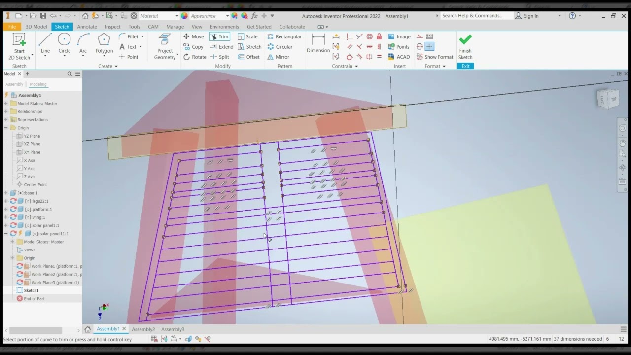 How To Design a solar Panel on assembly using CAD Inventor?