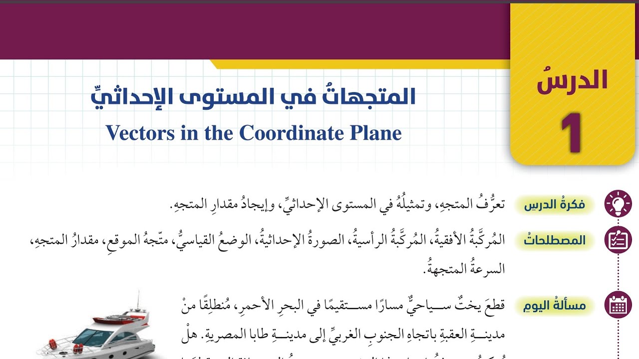 الوحدة السابعة : المتجهات في المستوى الإحداثي 🔥