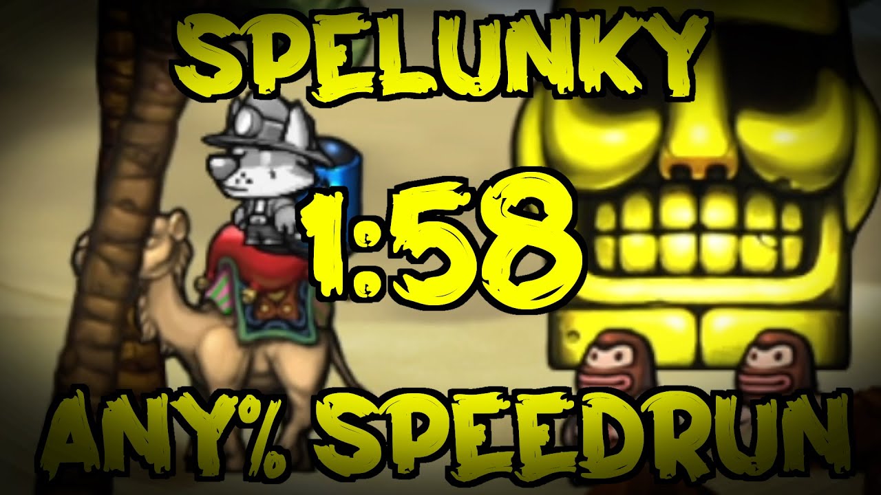 SPELUNKY ANY% SPEEDRUN 1:58 (WITH REACTION)
