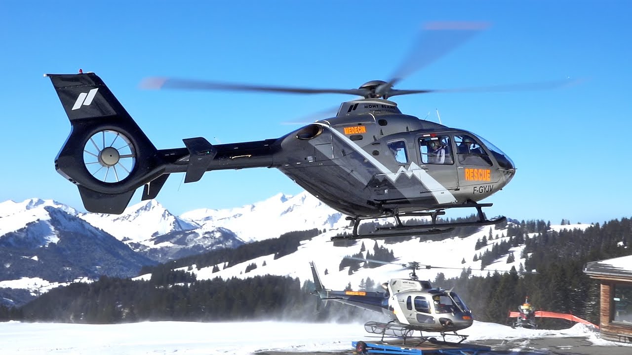 Airbus Helicopters H135 & H125 & EC145 | Landing and takeoff | Compilation medical helicopter