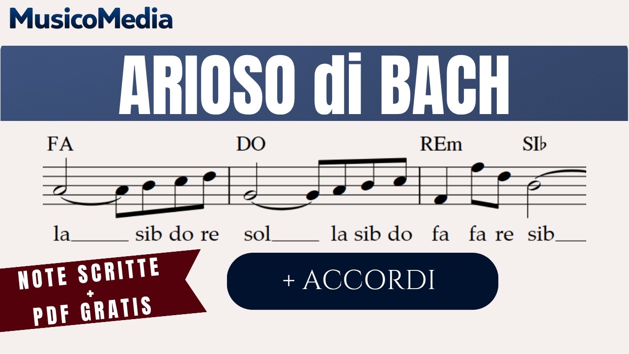 ARIOSO di BACH - FREE PDF - Spartito facile - Flauto - Flauto dolce - Violino - Accordi - Play along