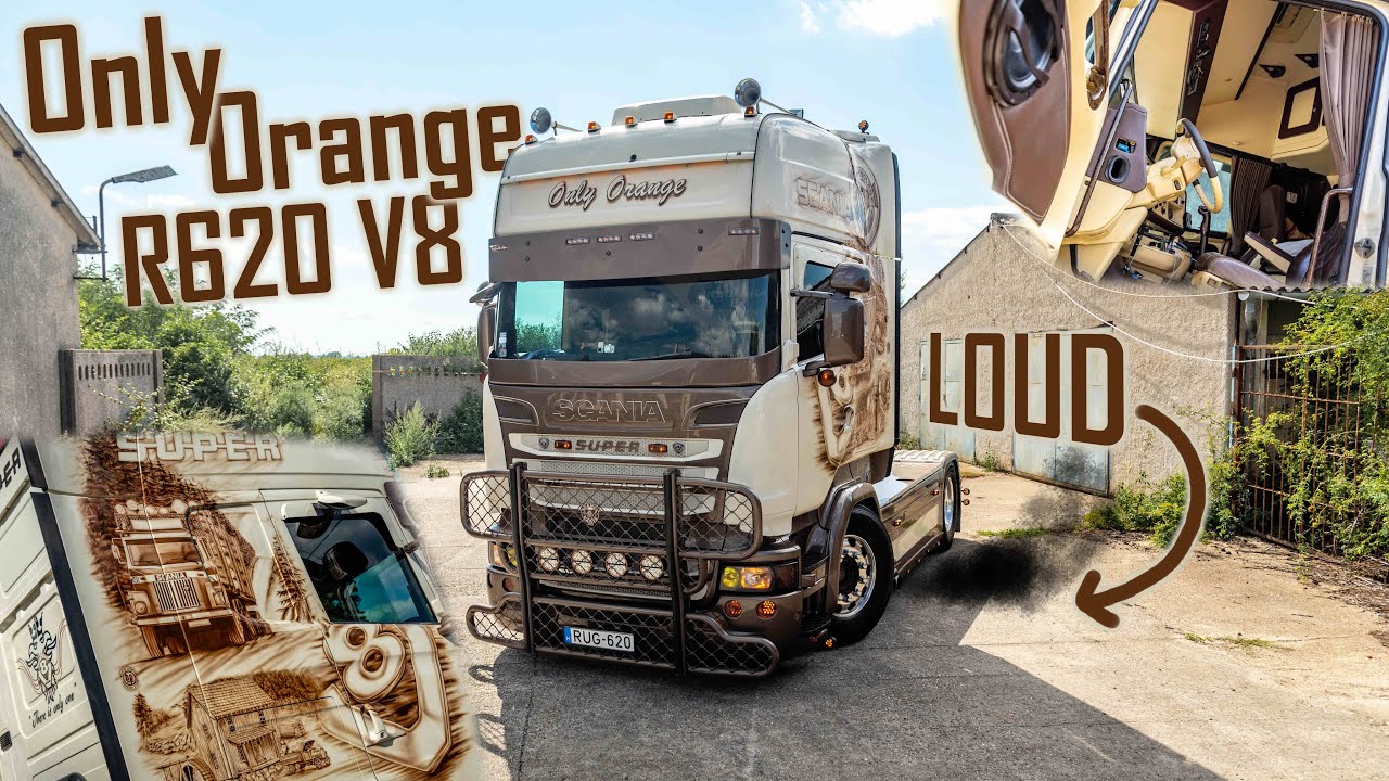ОБЗОР И ЗВУК: Scania R620 V8 «Only Orange» // *Специальная аэрография* *Громкие трубы*
