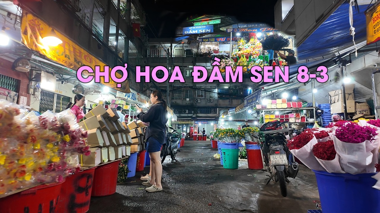 Chợ Đầu Mối Hoa lớn nhất Sài Gòn Chợ Hoa Đầm Sen 8-3 lúc 0h