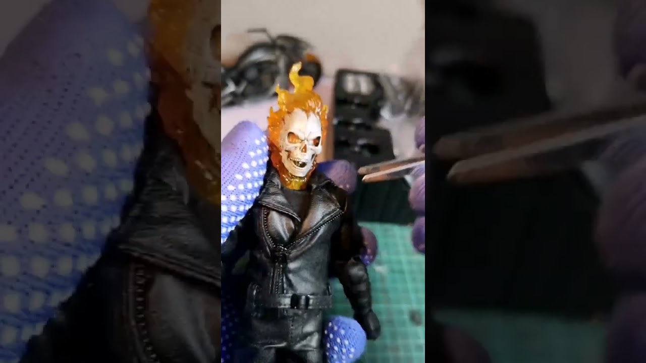1/12 scale action figures.. Ghost rider and motorcycle..From Mezco  