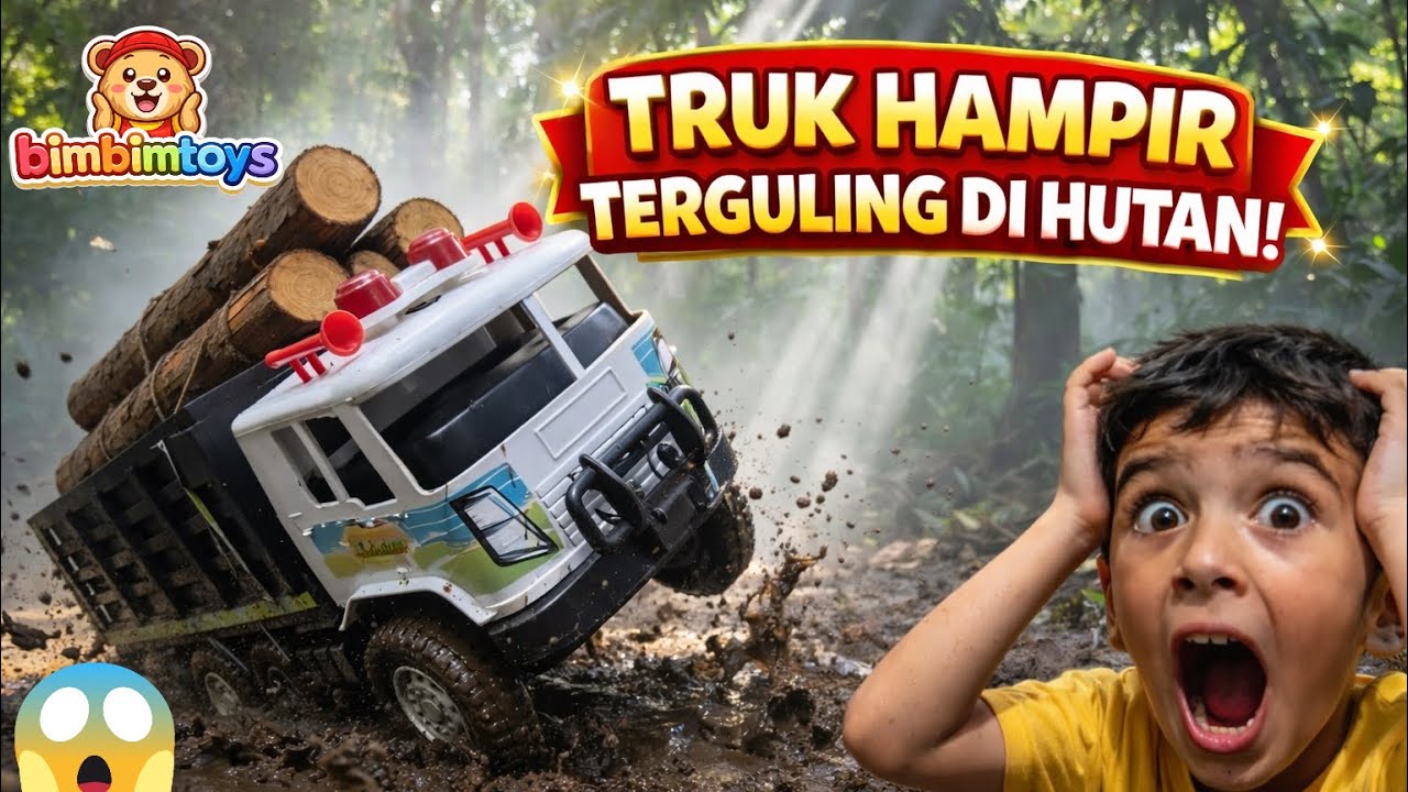 Truk Mainan Hampir Terguling di Hutan! Angkut Kayu Terlalu Berat?! 😱🌲 | Bimbimtoys 