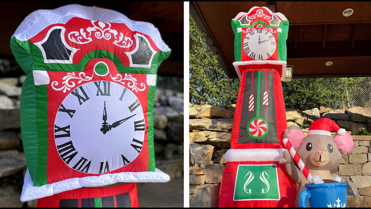 Gemmy 7FT PROTOTYPE GRANDFATHER CLOCK Christmas Airblown Inflatable Review! (castlelaw)