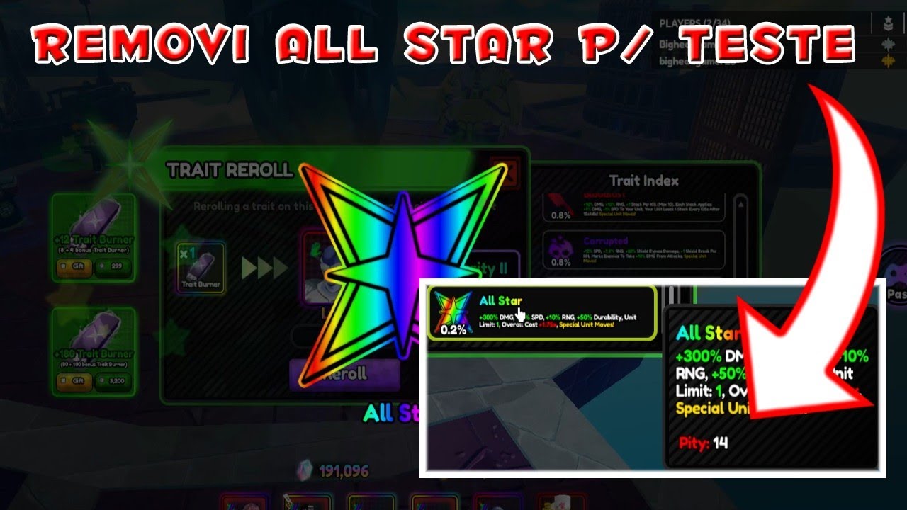 PEGUEI ALL STAR FALTANDO 14 pro PITY... e TESTEI SE FUNCIONA... no ASTD X
