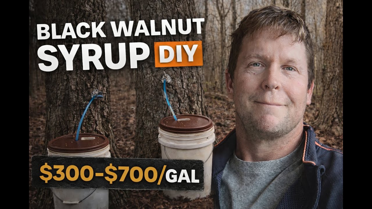 Black Walnut Syrup. The $$ gold mine hidden on the farm. #BlackWalnutSyrup