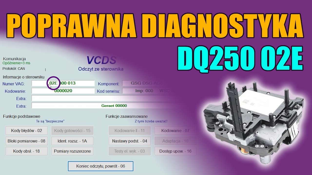 Poprawna diagnostyka mechatroniki skrzyni bieg&oacute;w DSG DQ250 02E