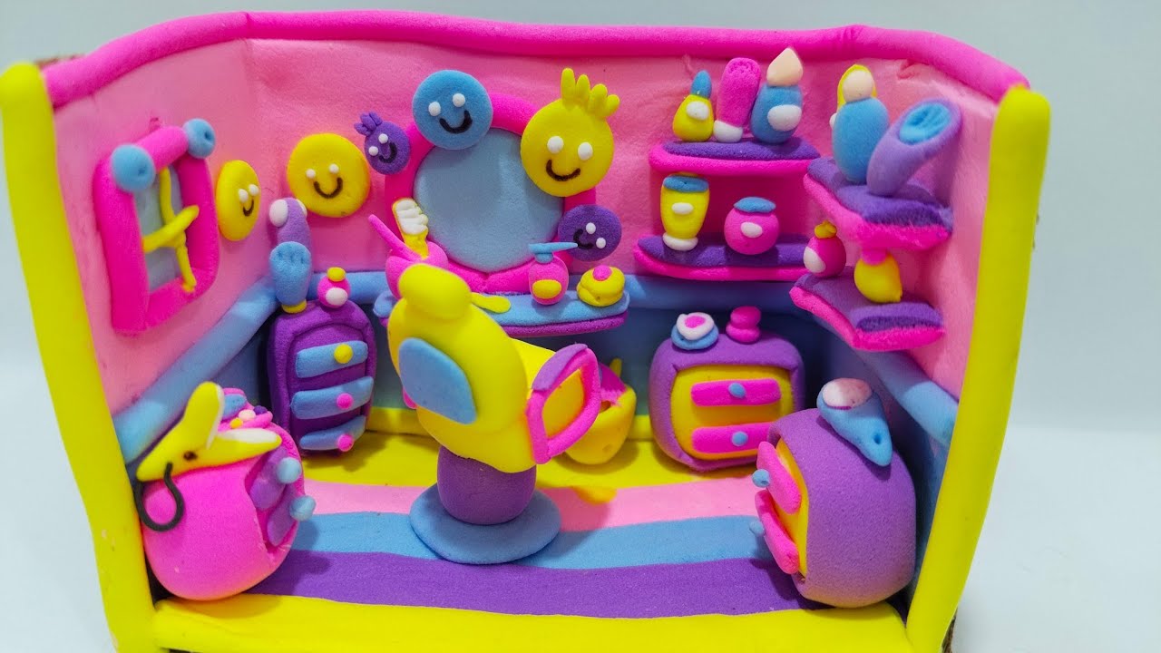 🌸💇‍♀️ Miniature Clay Parlour | Colorful Kids-Style Handmade Salon 💖