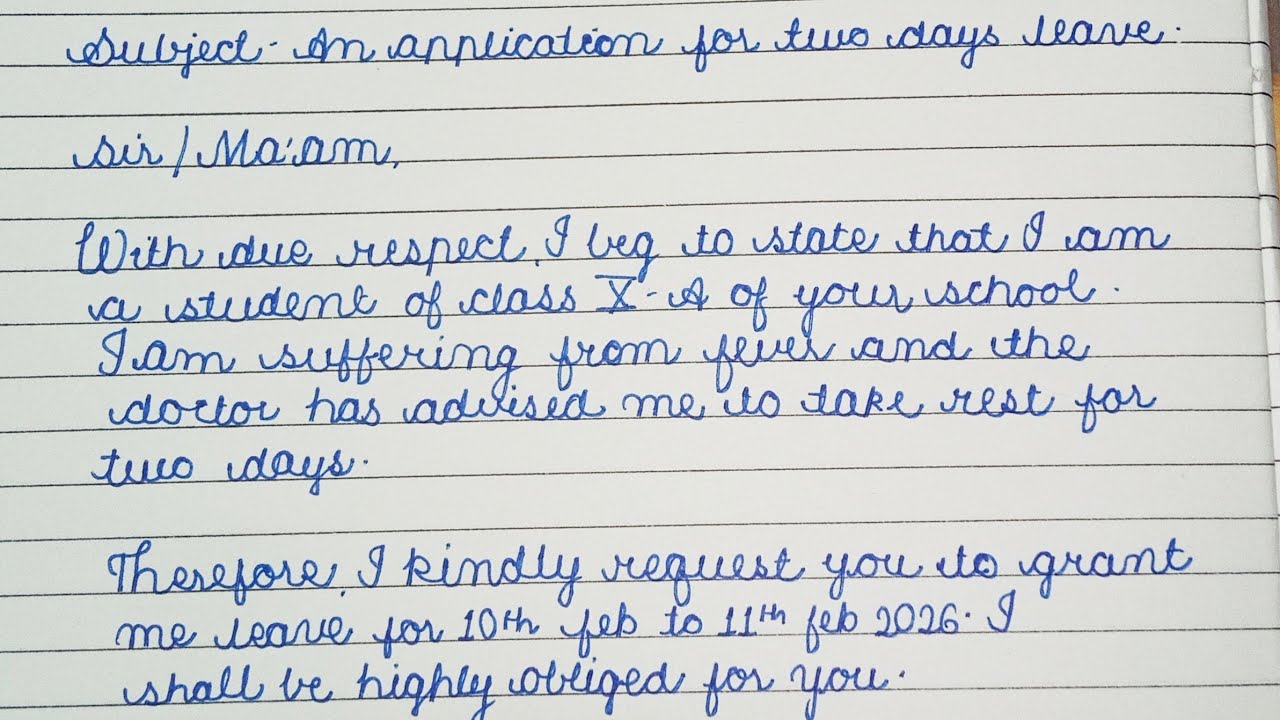 How to Write Leave Application in English | Cursive Writing
