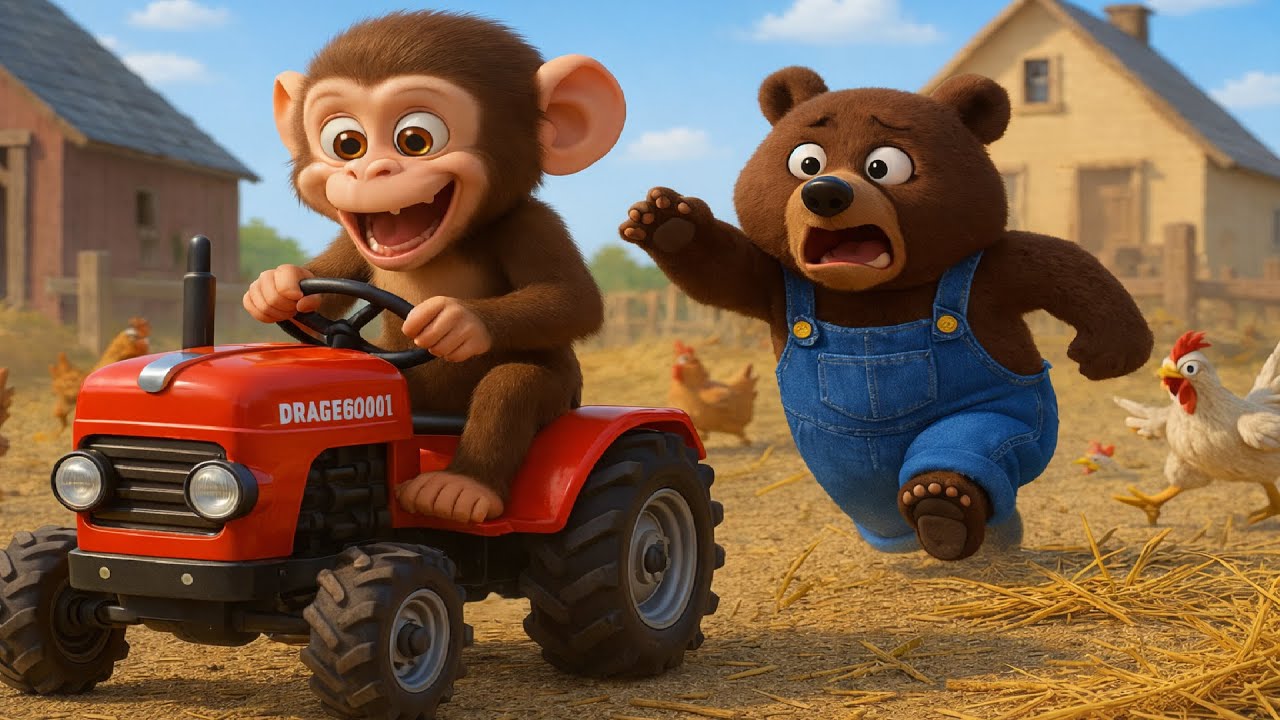 Naughty Chimp Makes Chaos at the Farm - Bear Farmer Chases Him Everywhere! 🤣