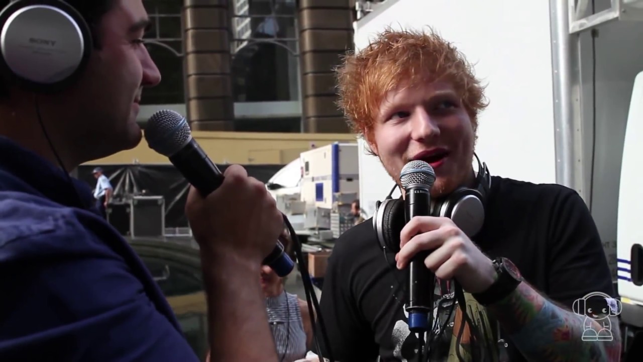 Ed Sheeran backstage before live performance