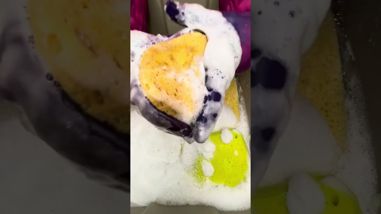 🫧 Sponge bubble bath 🛀 🎥  Long version for your pleasure❕😶‍🌫️💕#youtubeshorts #satisfying #viral 