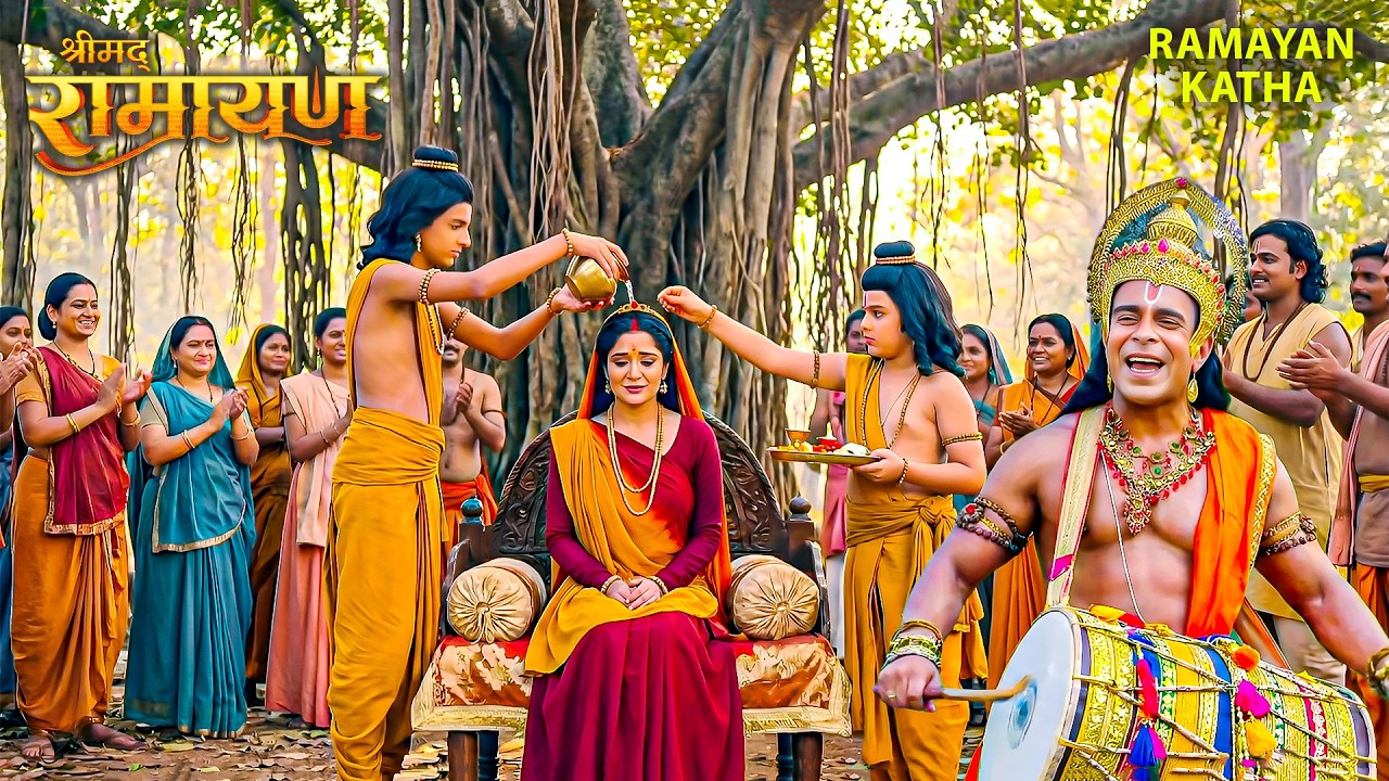 जब लव–कुश ने किया माँ सीता का वनाभिषेक, तो खुद हनुमान ने बजाया ढोल | Shrimad Ramayan | #sitaram #ram