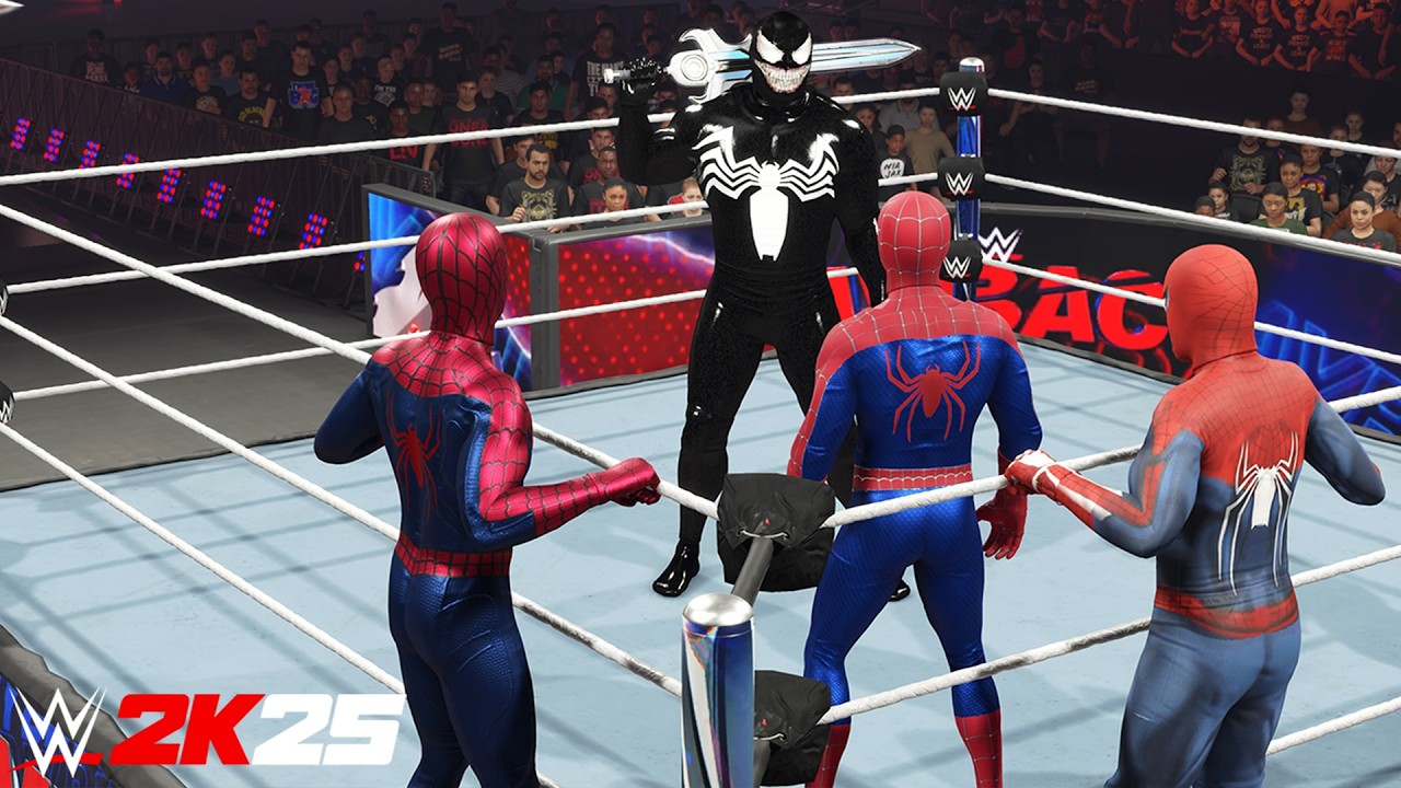 Venom Vs All Three Spider-Man | Handicap Match - WWE 2K25 PS5 [4K]