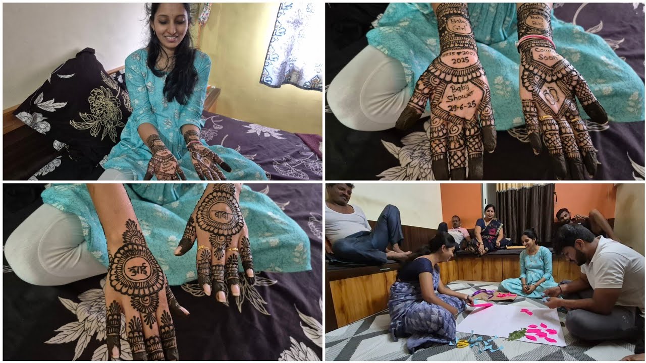 डोहाळे special 😇 || आज  मी दीदींच्या हातावर काढली baby shower chi मेहंदी