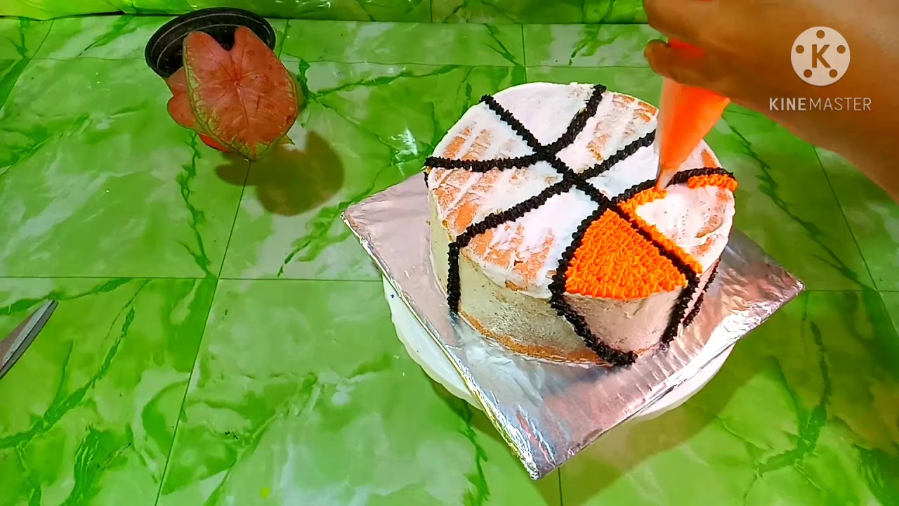 Minimalist Cake And Basketball Cake Designs🧡💛💜