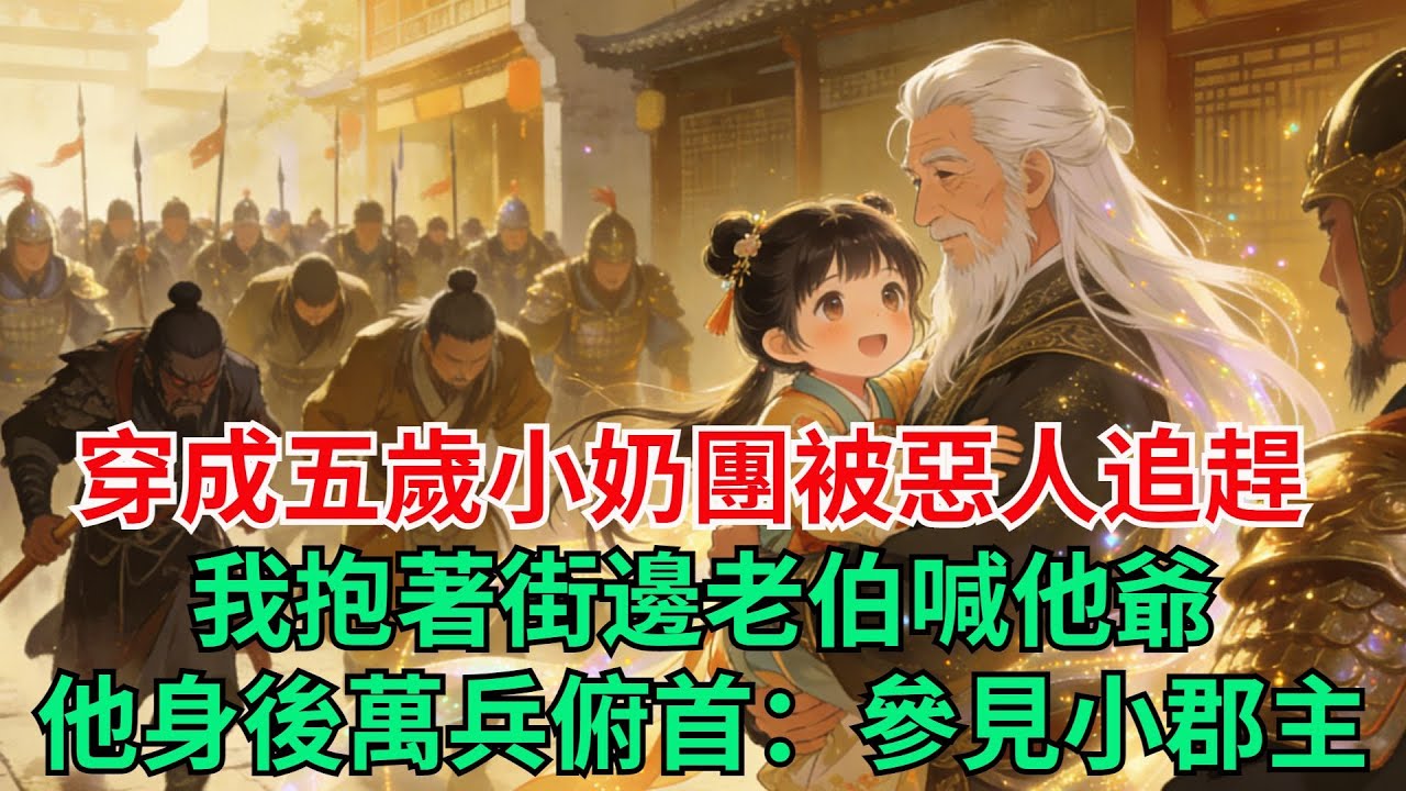 穿成五歲小奶團被惡人追趕我抱著街邊的老伯喊爺他身後萬兵俯首：參見小郡主！#穿越#有聲書#爽文#萌娃#團寵