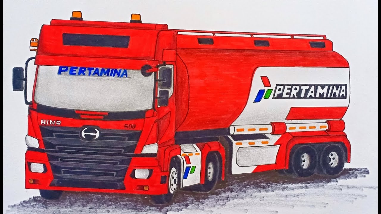Menggambar TRUK TANGKI PERTAMINA