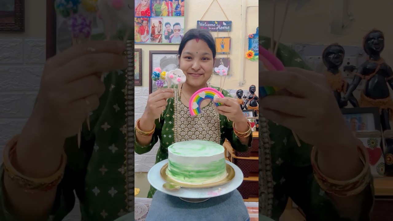 Rainbow theme cake without fondant#shorts#shortsfeed#cake#viral#diy#trending#youtubeshorts#birthday