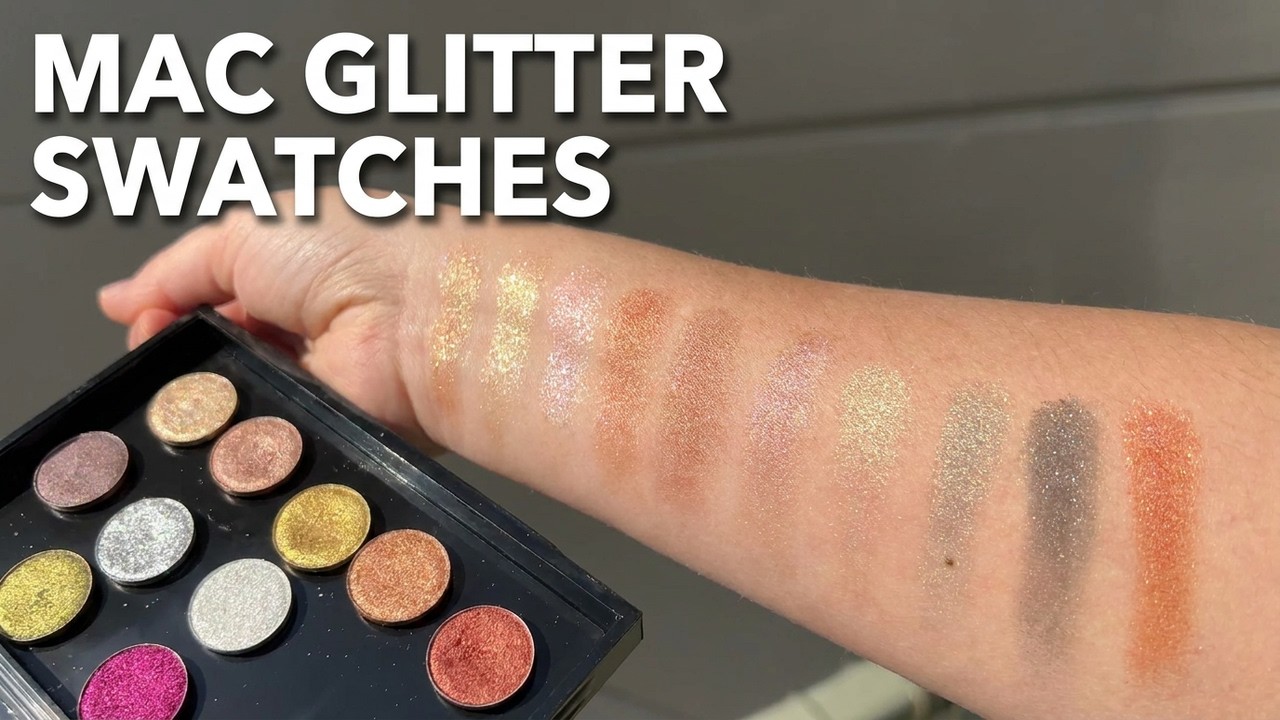 Mac Cosmetics Glitter & Metallic eyeshadows swatches in direct sunlight