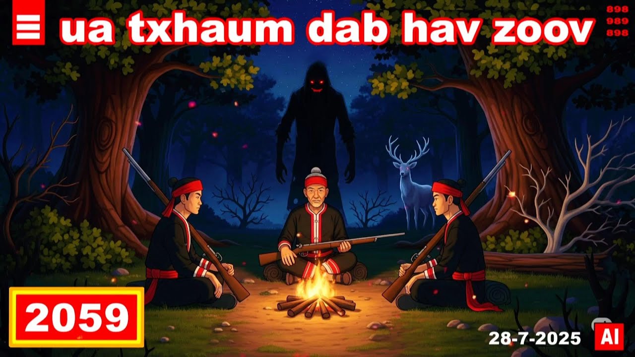 dab hais hmoob - 2059 - 28-7-2025 ua txhaum dab hav zoov, ผีป่า, spirit in the forest.