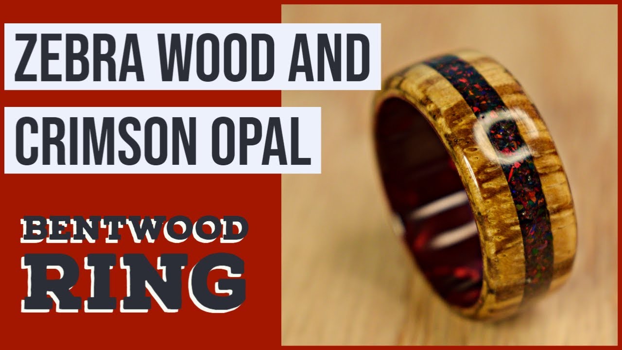 Creating a Zebra Wood and Crushed Crimson Opal Ring