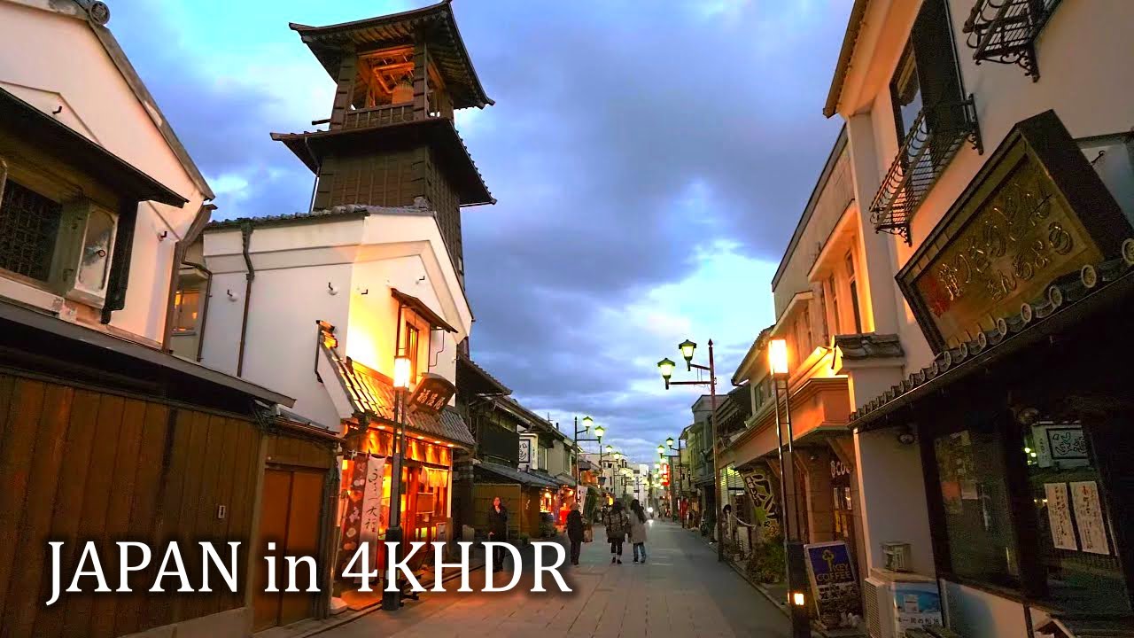 【4KHDR】Вечерние храмы Кавагоэ, Колокольня и кошки
