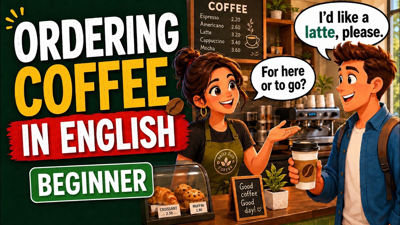 ☕ Ordering Coffee in English | Beginner Speaking & Listening Practice