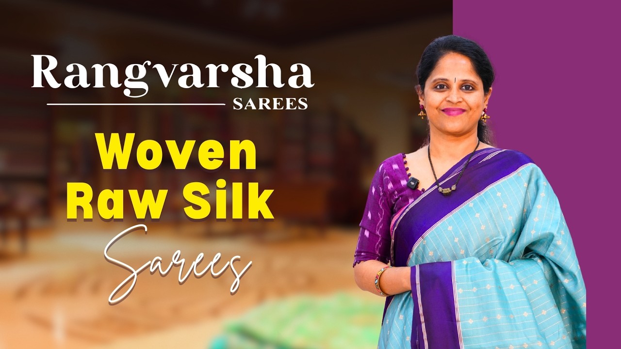 Woven Raw Silk Sarees-Rangvarsha Sarees-Woven sarees in traditional combinations -Apt for gifting