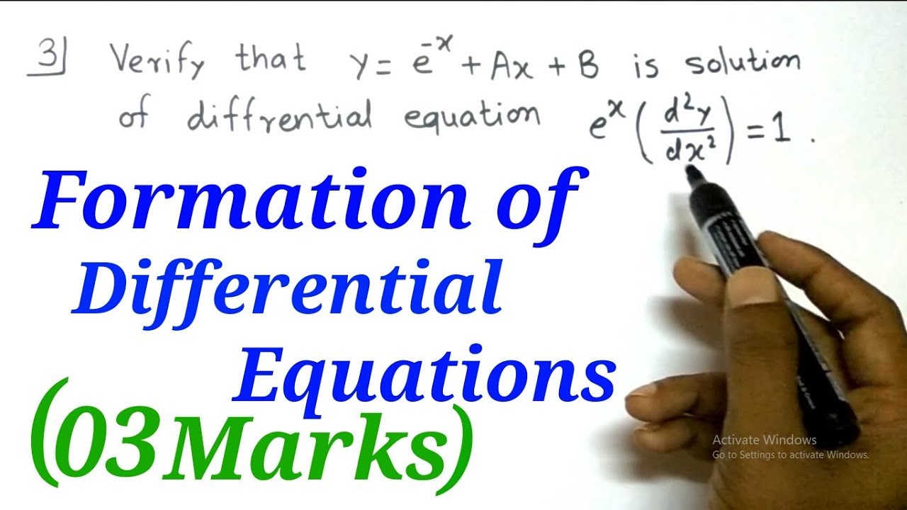 Formation of Differential Equations | Differential Equations | 12th HSC Mathematics | 03 Marks