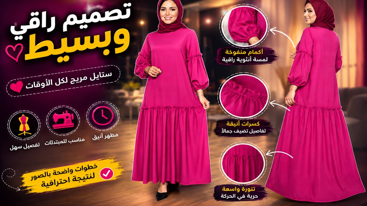 وداعاً للأسواق! تفصيل وخياطة فستان عملي وأنيق بمقاس مثالي (خطوات احترافية)