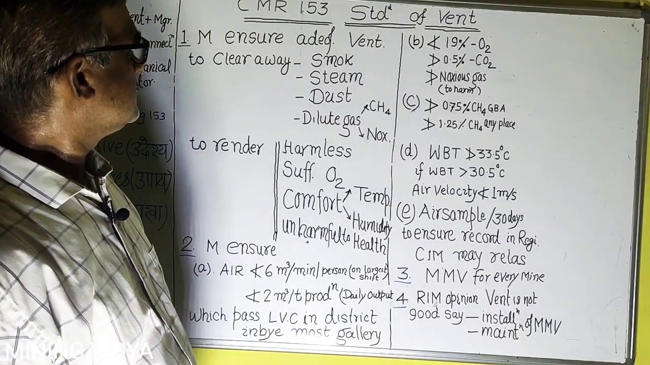 STANDARD OF VENTILATION | C.M.R. 153 | COAL MINING | R P PANDEY