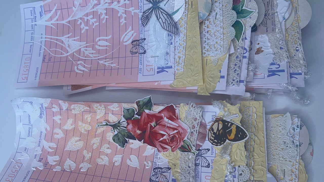 Embellished guest checks // junk journal ideas