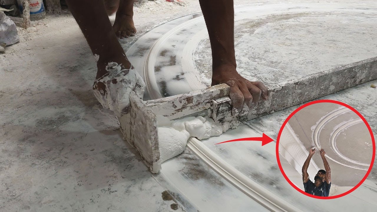 How To Make Gypsum Plaster Cornice Round Bit & Instillation Simple Method | Nova Gypsum decoration