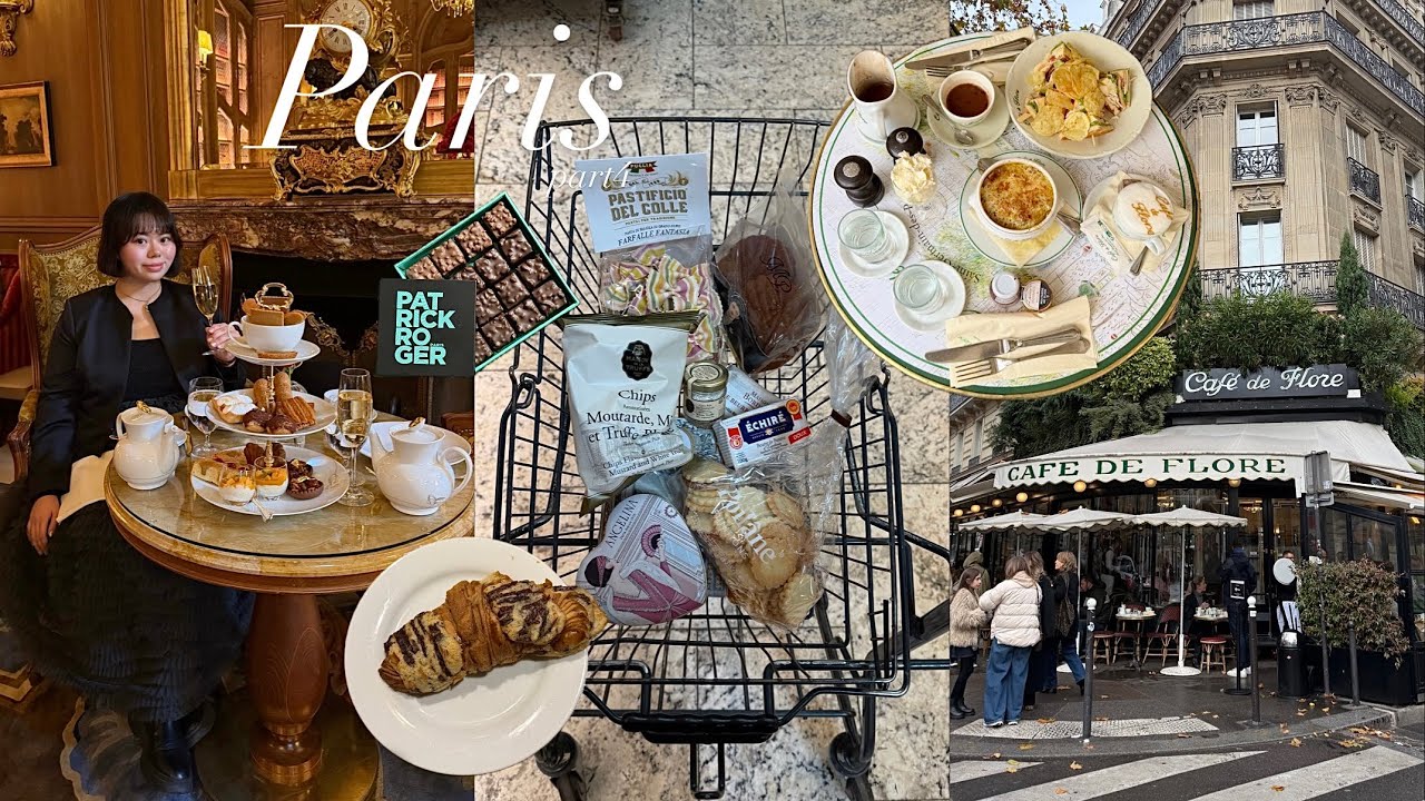 ［paris vlog］part4 Café de Floreでランチして憧れのRitz Parisでアフタヌーンティー🫖パリ旅行/ボンマルシェ百貨店/パトリックロジェ/Maison Louvard